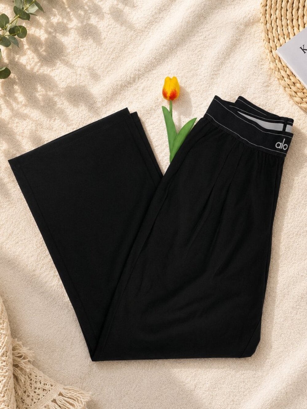 Alo Yoga Regular 30-inch Black 🖤 Wide Leg Pants High Quality🤗